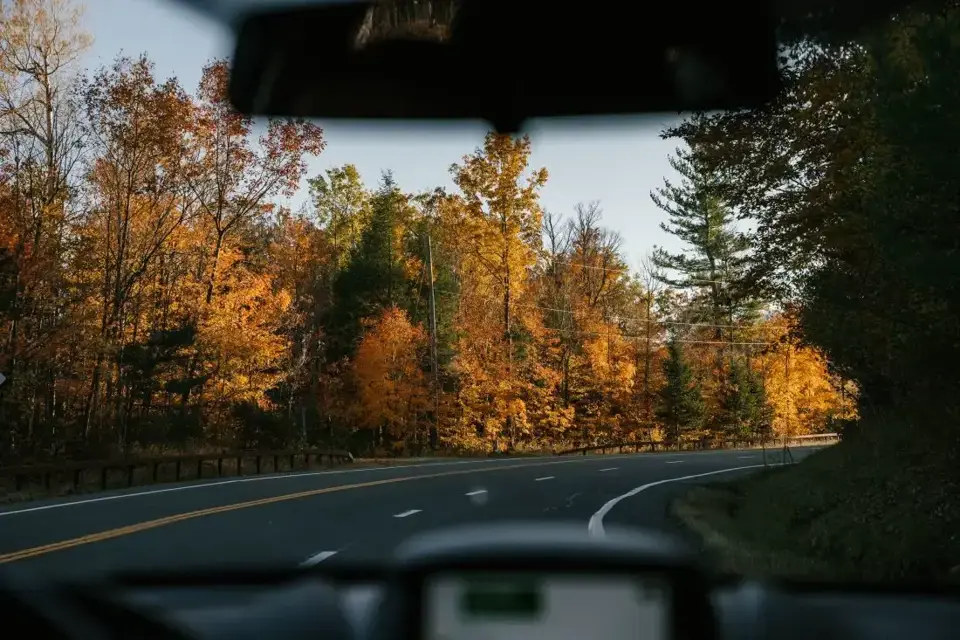 Das Bild zeigt ein Auto auf dem Weg in den Urlaub
