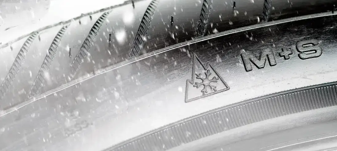 Das Alpine-Symbol, das Bergpiktogramm mit Schneeflocke, kennzeichnet einen Winterreifen.